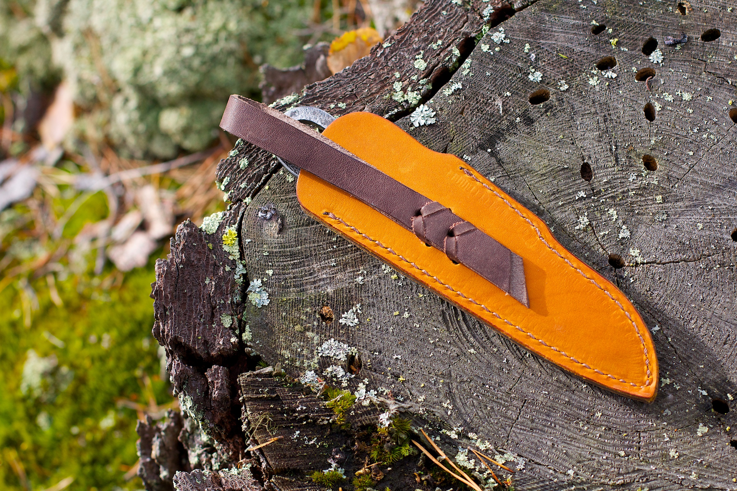 нож №2.1 кожаные ножны для ношения на ремне - Купить огниво: кресало .